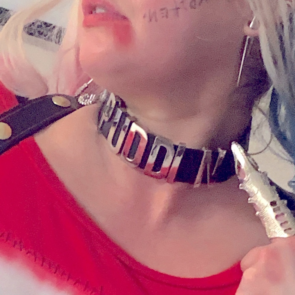 Harley Quinn Puddin collar black silver hardware - Picture 3 of 9